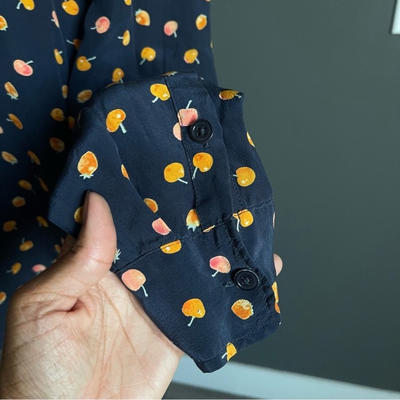Equipment Femme Brett Navy Shirt Top with Fruit Print - Picture 3 of 7